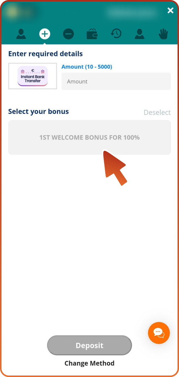 Välj Locowin-bonus genom att klicka på den.
