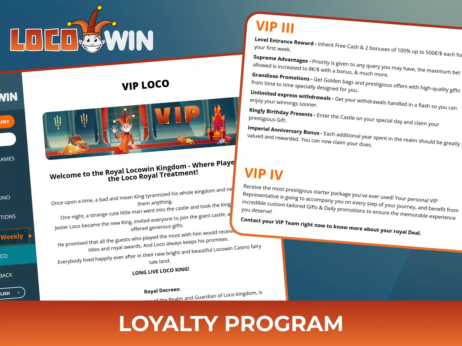 Join Locowin loyalty VIP program and benefit more from playing your favourite games.