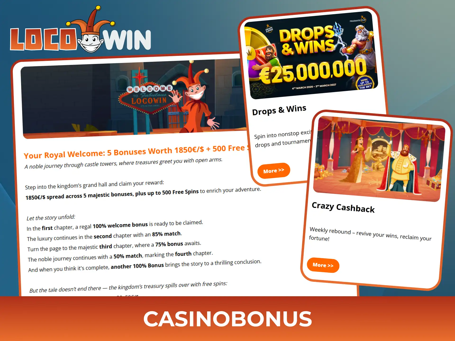 Få många casinobonusar för att spela slots på Locowin.